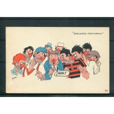 HUMORISTICA FUTBOL GOL DIBUJANTE BENZ ANTIGUA TARJETA POSTAL